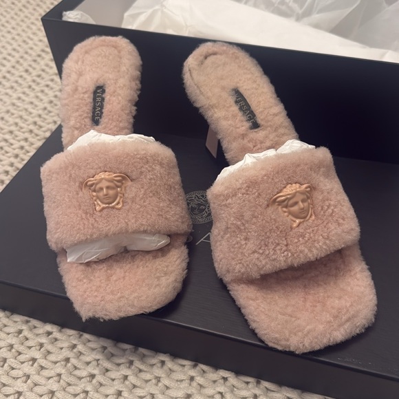 Versace Medusa faux fur mules -Authentic - Picture 2 of 12